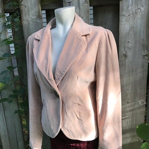 Vintage women&#39;s velvet blazer - 90s jacket - beige velvet jacket - large size