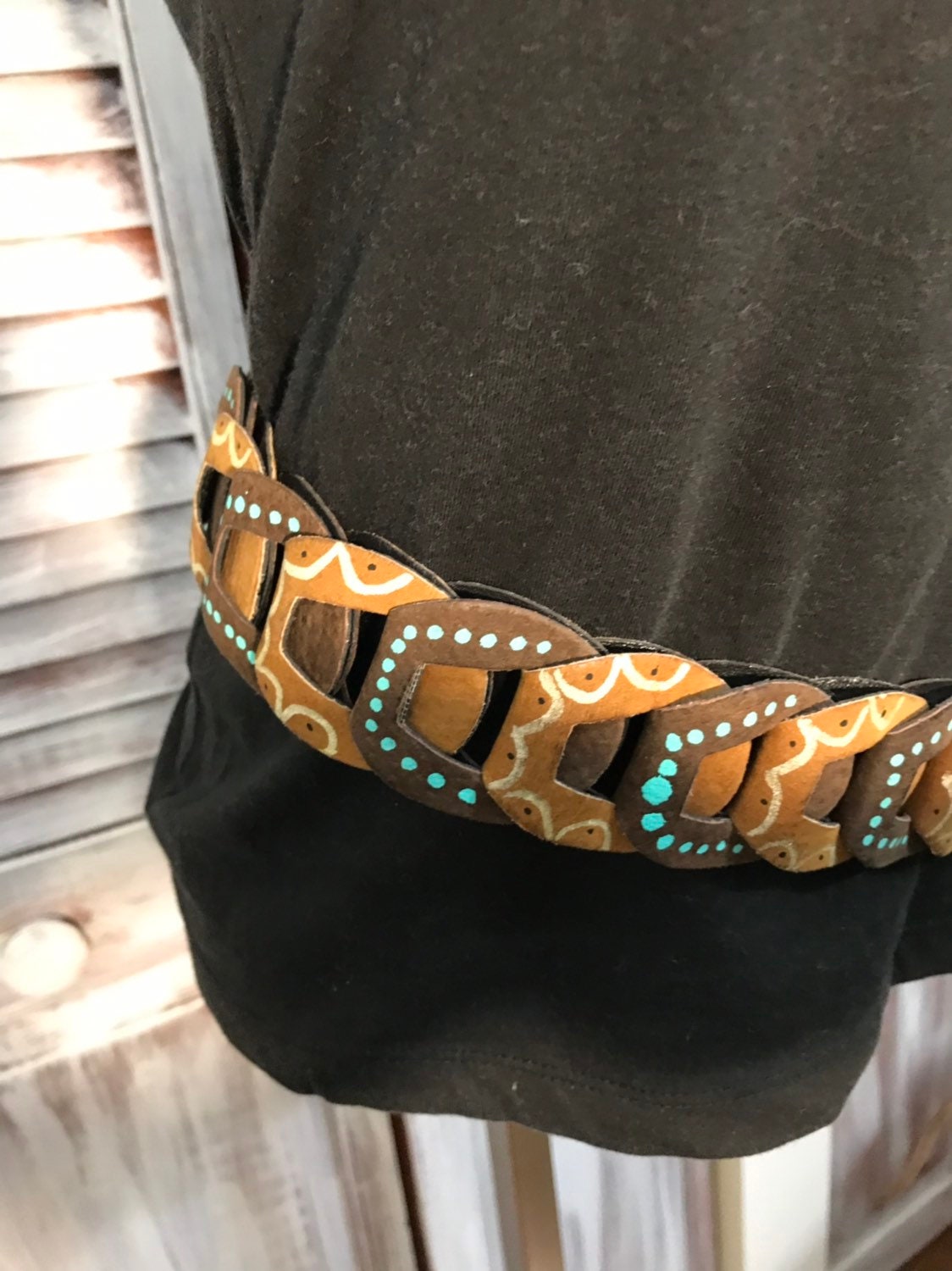 Upcycled Leather Belt Tan Leather Belt and Hand Painted in Etsy Canada