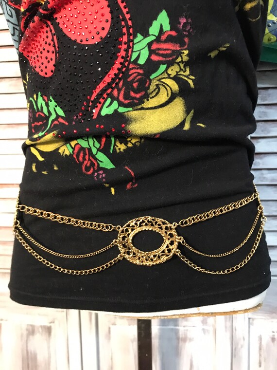 Vintage metal belt, boho, bohemian, gold gold chai