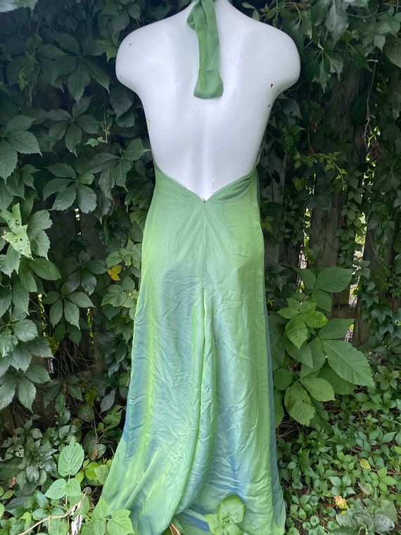 Vintage women's green silk dress size xsmall - image 3