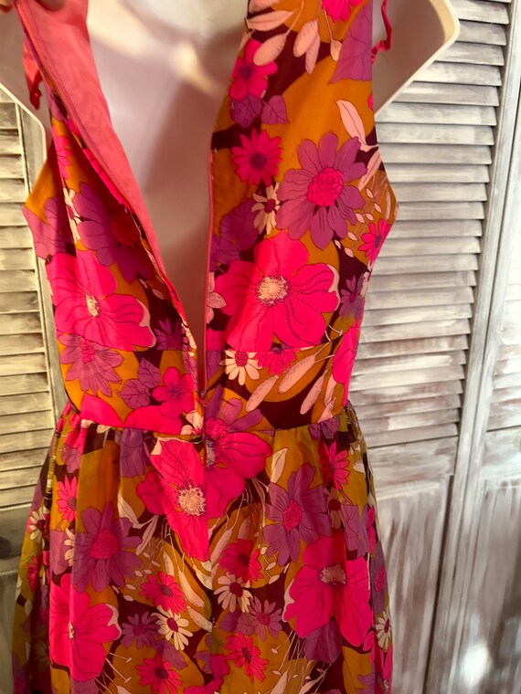 Robe longue fleurie rose vintage des années 70s - image 5
