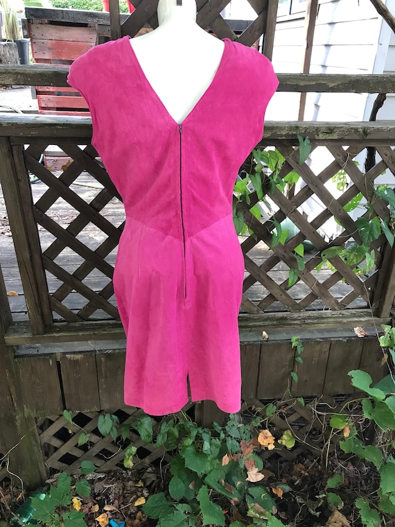 Danier fuchsia pink suede dress - 80s vintage dre… - image 3