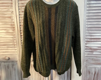 vintage men's sweater - 90s sweater in green, gray and brown color sweater made in Italy in Medium size