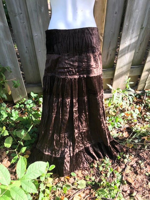 Brown velvet skirt - vintage 90s - brown brown co… - image 8