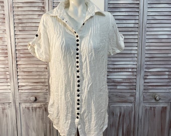 Vintage women's white cotton blouse size L