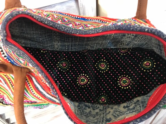 Vintage handbag - vintage bag - small multicolore… - image 3