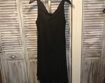 Vintage dress - asymmetrical black silk dress - size small - made in Brazil