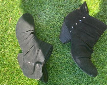 Booties Suede Black Dr Scholls Vintage 