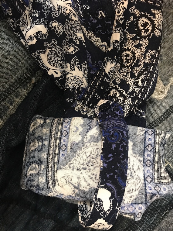 Robe chemise vintage marque Lily Morgan en imprimer paisley bleu navy et blanc grandeur Large des annee 90s Etsy Canada