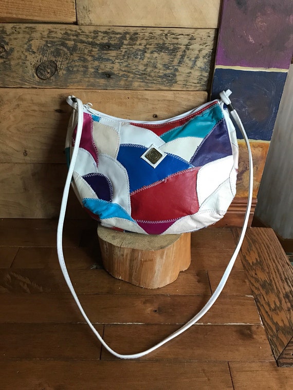 Sac à  main patchwork vintage - sacoche en cuir -… - image 1