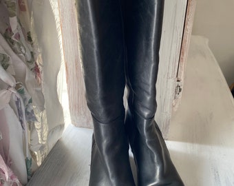 Damen-Winterstiefel im Vintage-Stil aus schwarzem Leder der