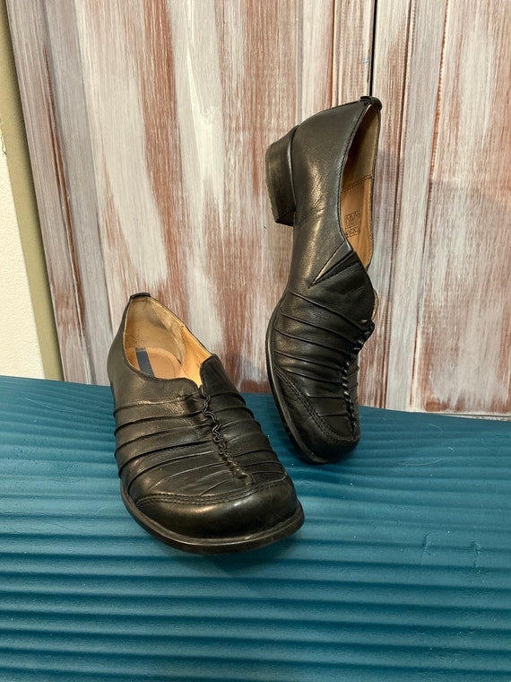 Vintage zwarte lederen mocassin damesschoenen maat 39 Etsy Nederland