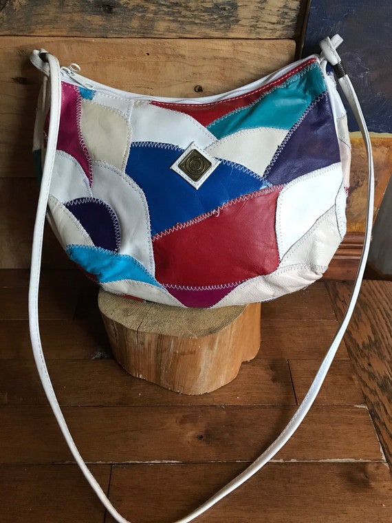 Sac à  main patchwork vintage - sacoche en cuir -… - image 2