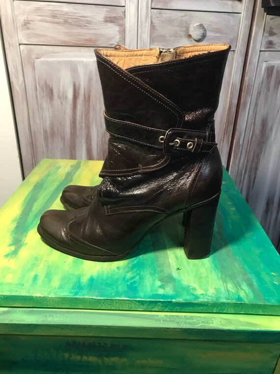 Brown Leather Boot Wing Tip Vintage 
