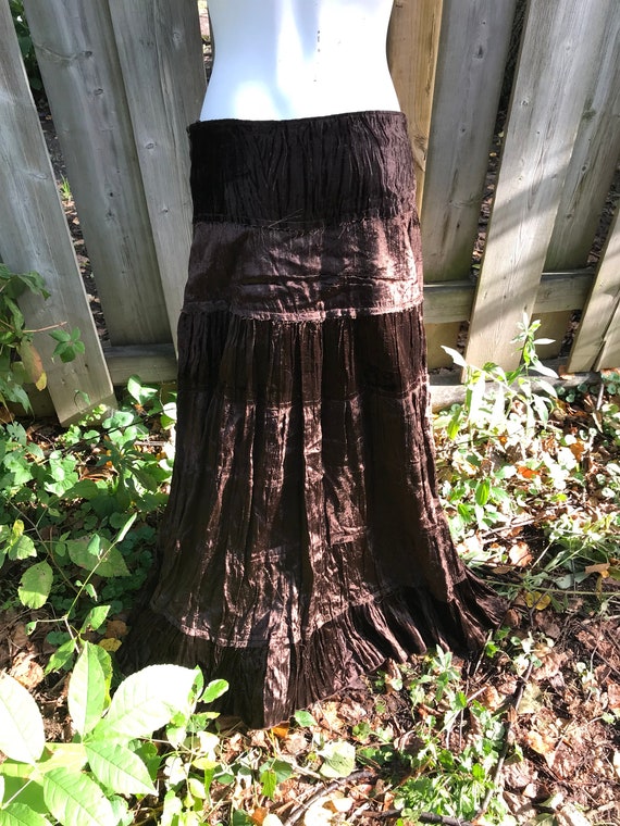 Brown velvet skirt - vintage 90s - brown brown co… - image 4