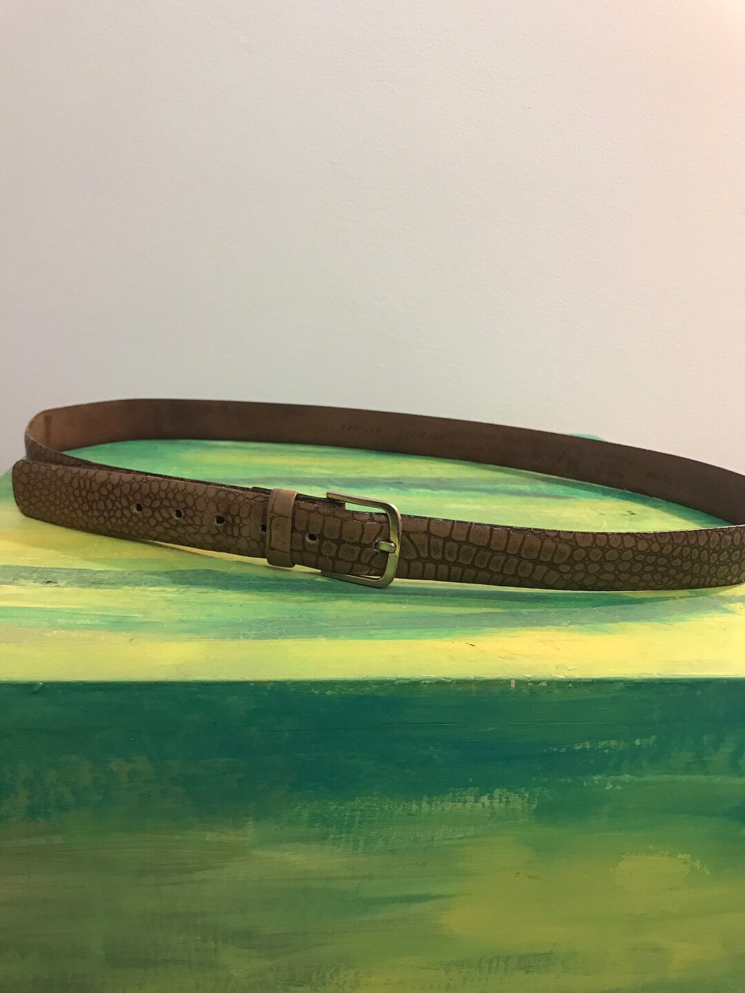 Men's Vintage Belt Genuine Snake Leather in Beige Brown Etsy