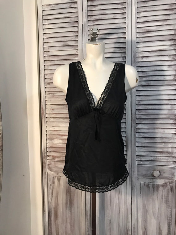 Vintage petticoat, 70s underwear - black high pet… - image 1