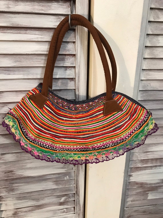 Vintage handbag - vintage bag - small multicolore… - image 1