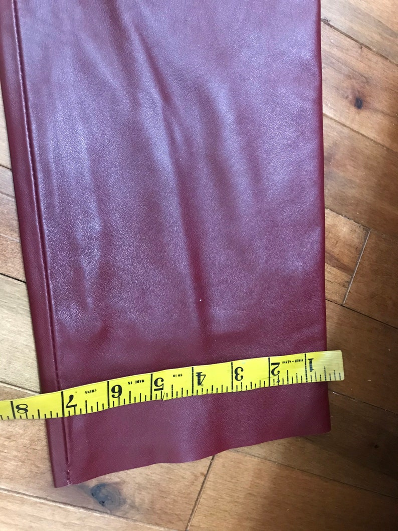 Women's leather pants - vintage pants - dark red leather - low waist 30 inches - size 6, 35-inch inseam image 9