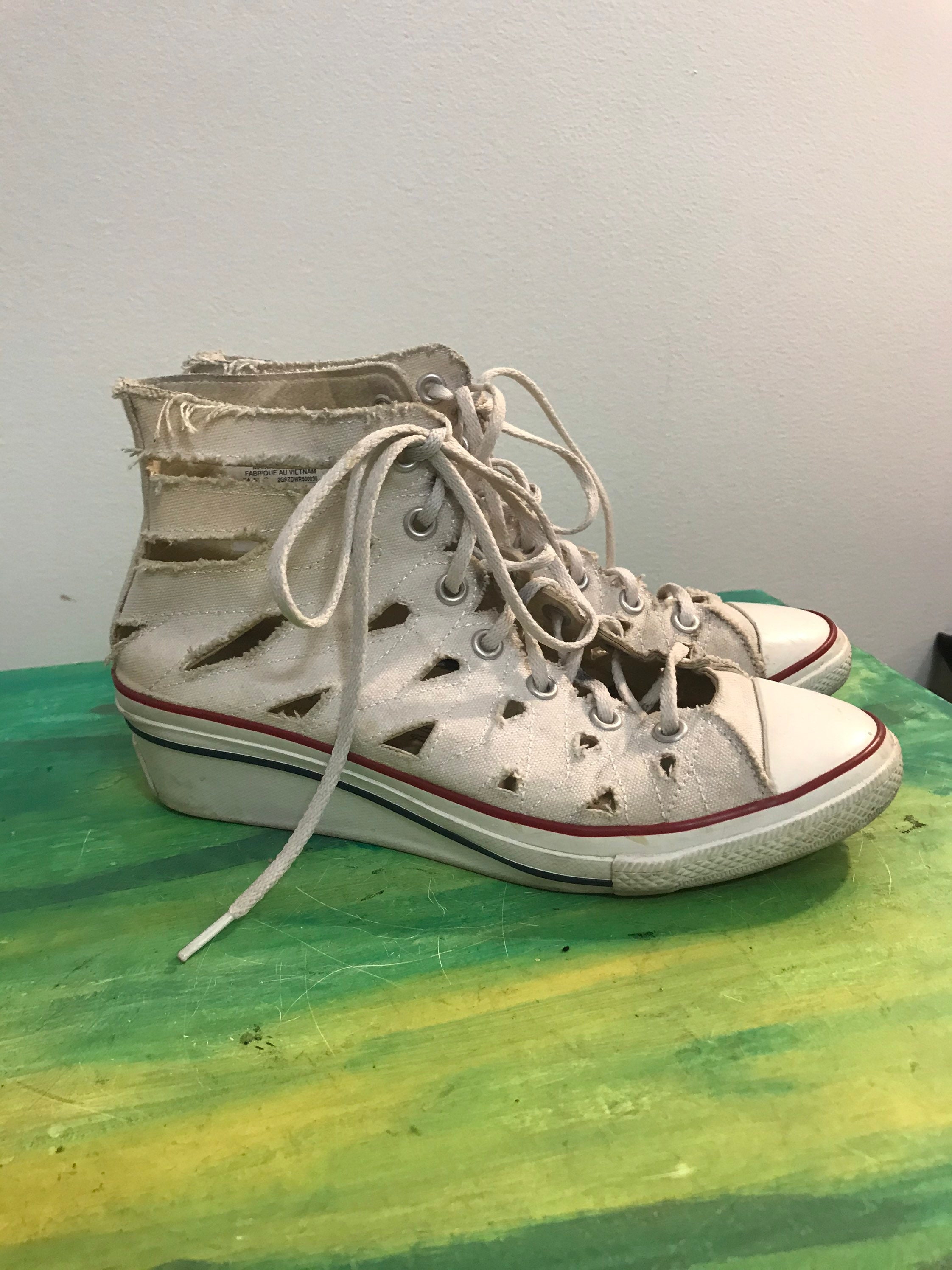 microscopio Automáticamente Algebraico Zapatos de salón Basket Converse lona perforada beige talla - Etsy México