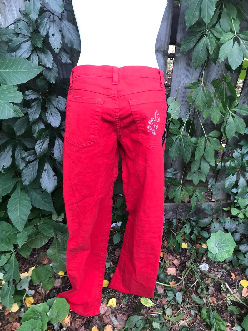 80/'s jeans Jeans registered cowgirl cowgirl trousers red with black band red