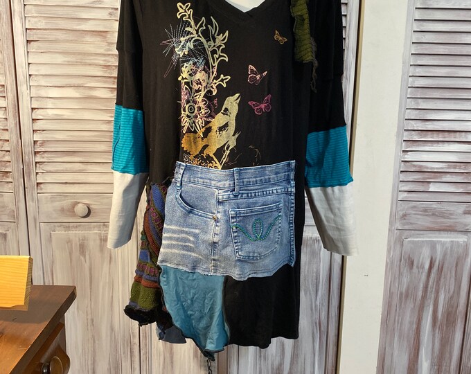 Recycled Woven Abstract Print Boxy Tunic