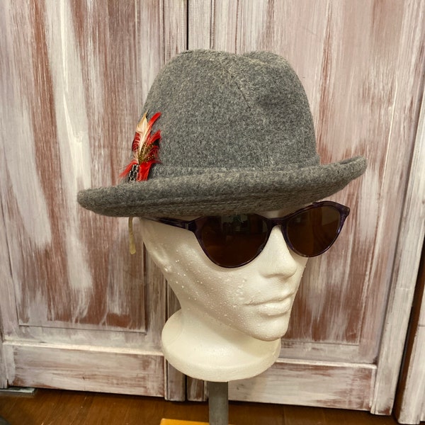 chapeau homme vintage couleur tweed gris en laine année 80s