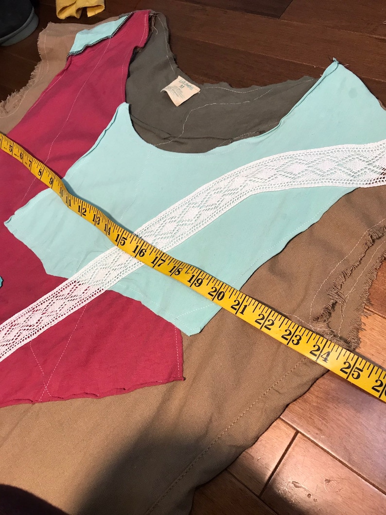 turquoise and Red Dress up cycled clothing-plus size-tunic boho-loose dress-unique tunic dress-one size-beige Brown