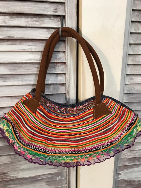 Vintage handbag - vintage bag - small multicolore… - image 2