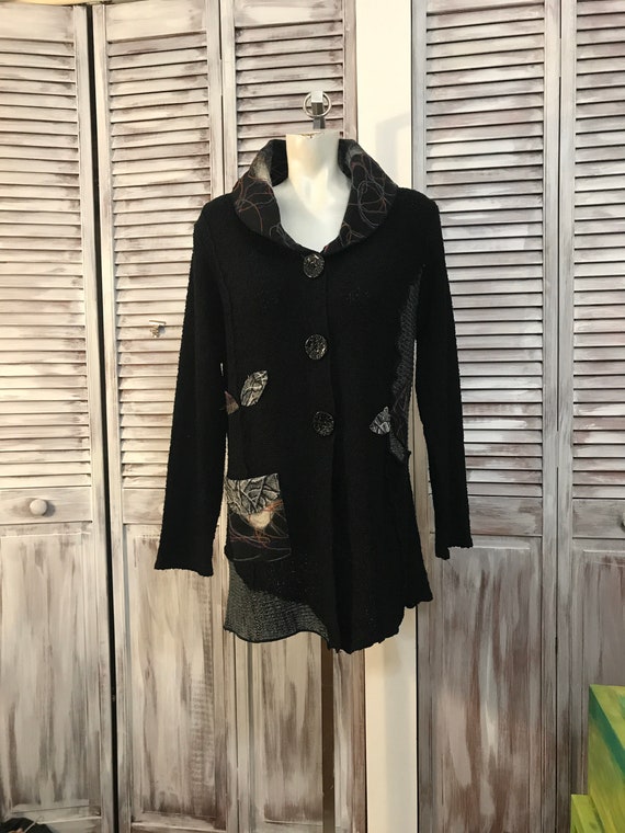 Gilet femme vintage - veste noir des années 90 en