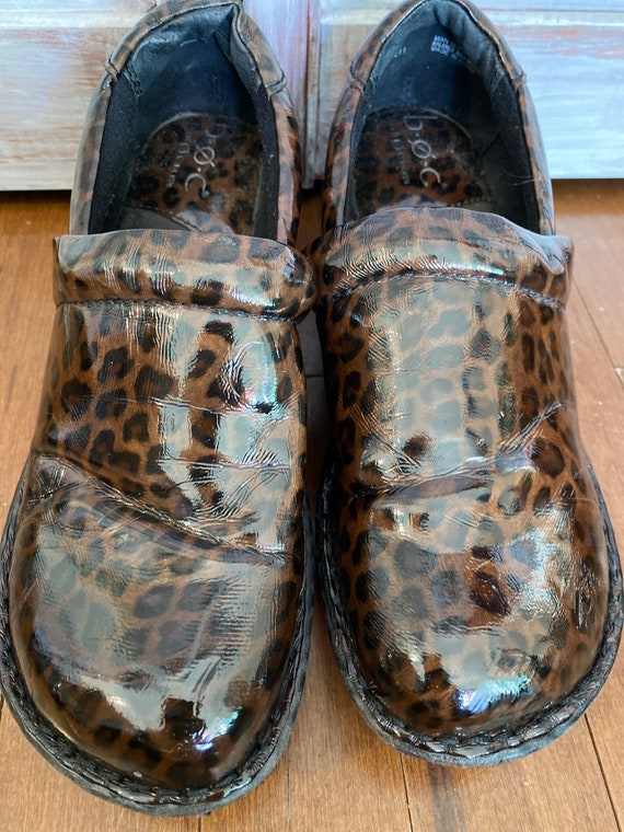Buy Vintage Women s Blue and Black Leopard Clog Size 38 Eu Online