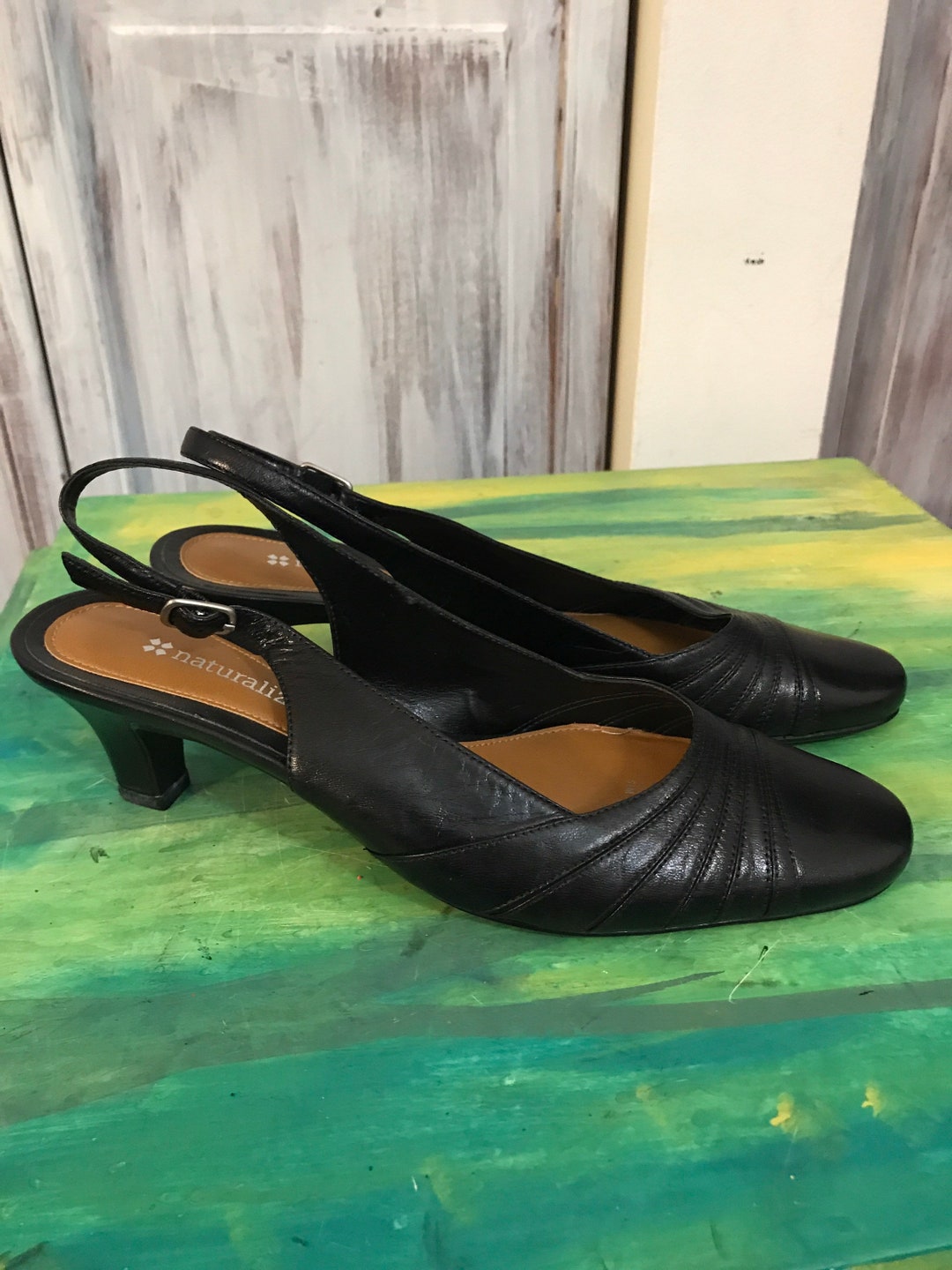 Vintage Women s Shoe Naturalizer Shoes Black Leather Sandals Like New Size 5 1 2 Etsy UK