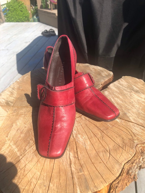 Ham Maan oppervlakte Soldaat Damesschoenen rood leder maat 7US vintage chic Hispanita - Etsy België