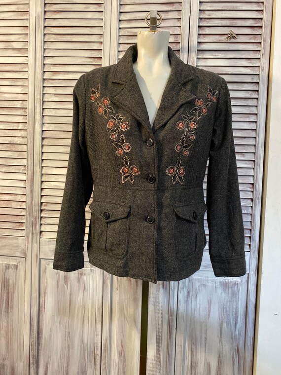 Vintage Women's Embroidered Tweed Jacket Size M/L - Etsy