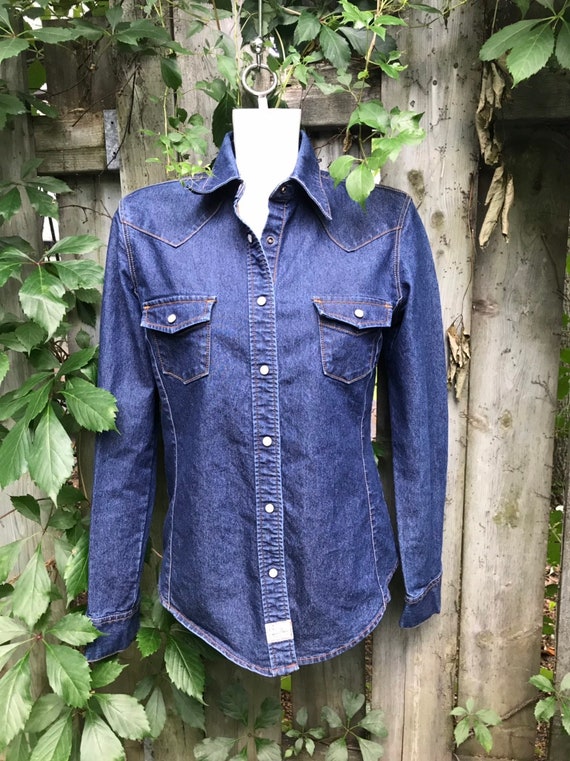 Blouse femme vintage chemisier levi s Strauss bleu fonce grandeur small medium Etsy France