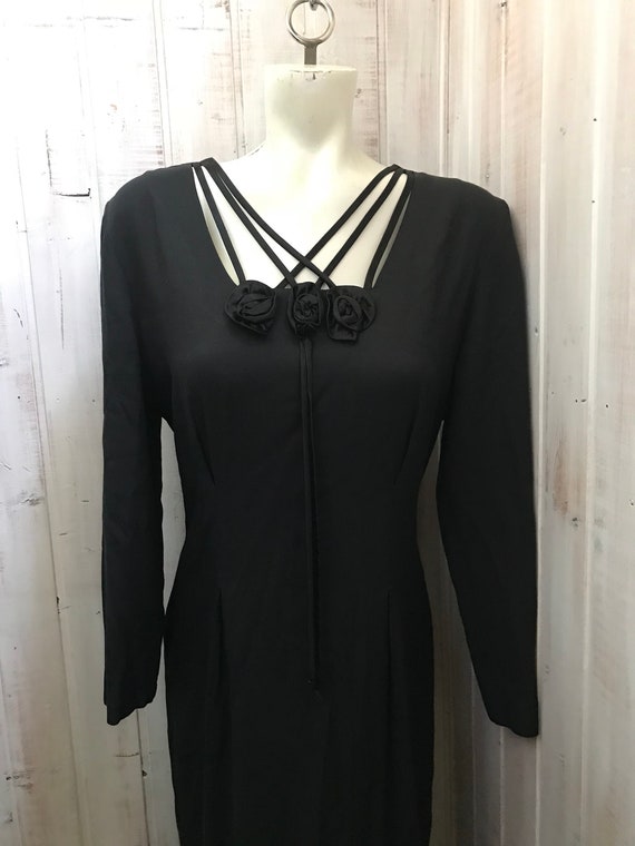 Dress - long - chic - vintage - black - with - sat