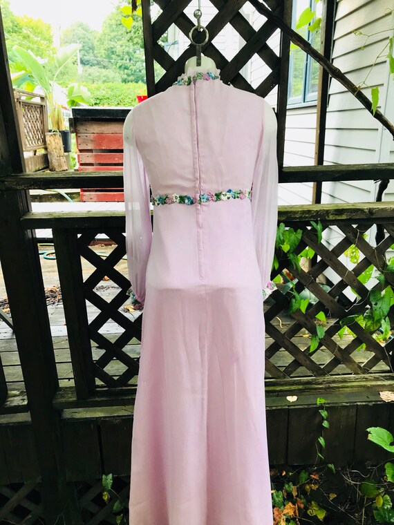 Robe de mariage des annees 70 robe mariage hippie ou boheme rose pale avec decoration de fleurs robe longue grandeur small ou 8 Etsy France