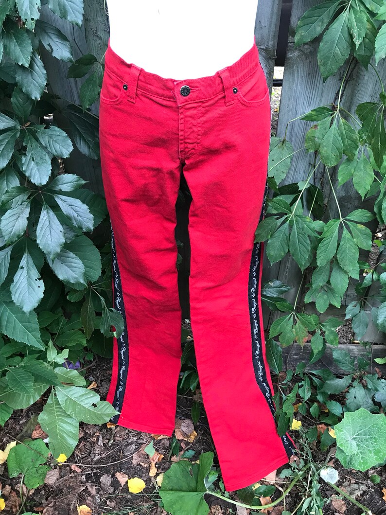 80/'s jeans Jeans registered cowgirl cowgirl trousers red with black band red