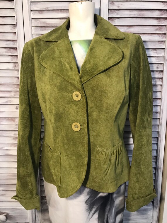 suede green blazer