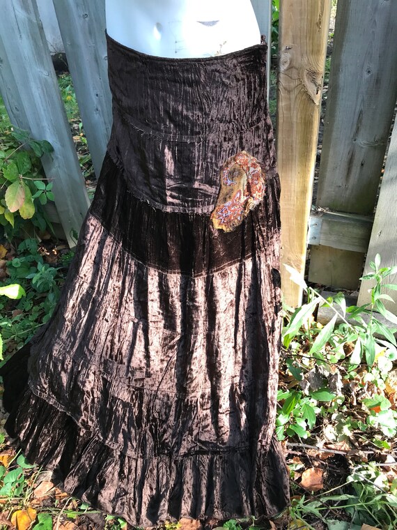 Brown velvet skirt - vintage 90s - brown brown co… - image 5