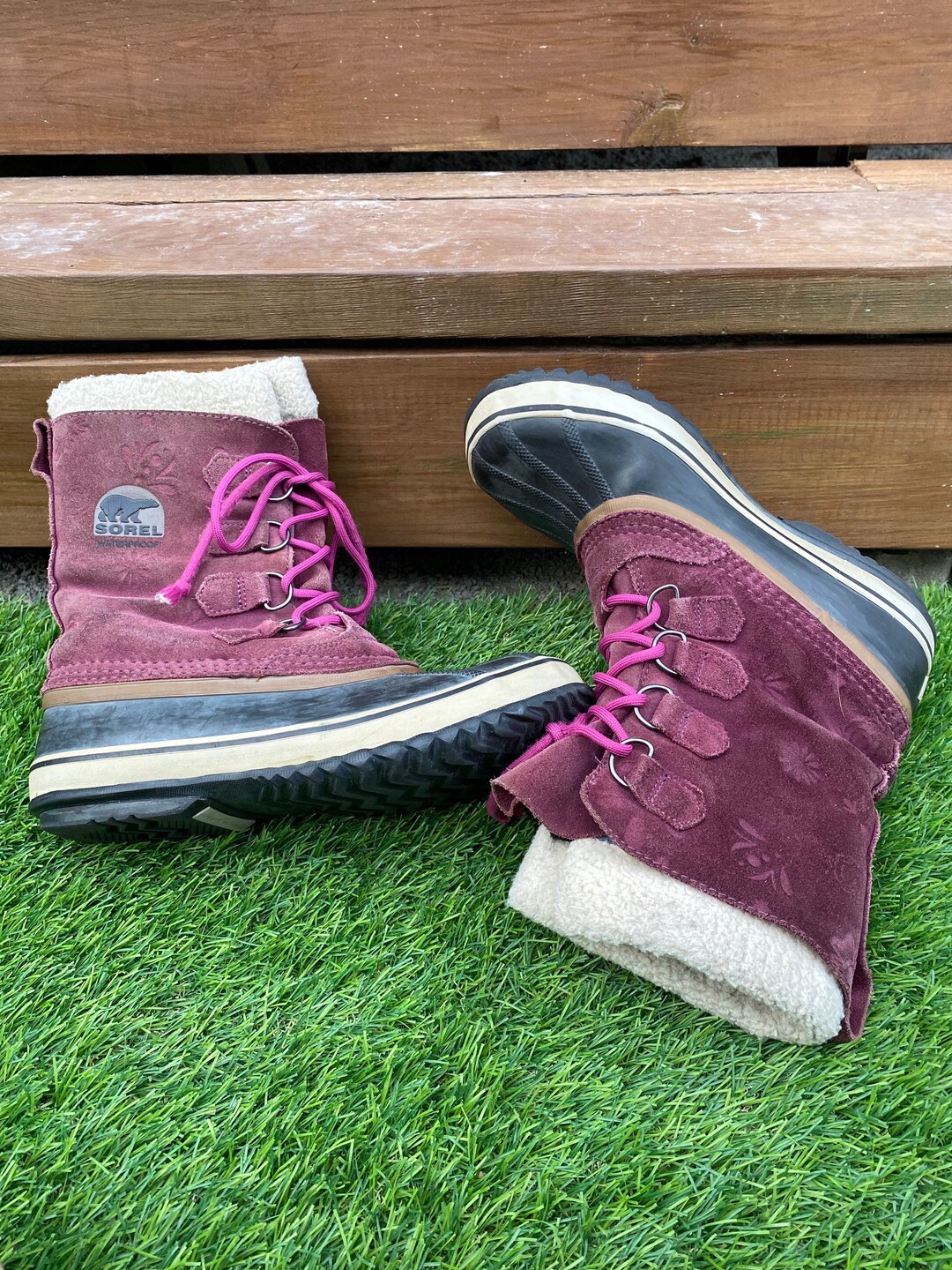 Sorel Fuchsia Leather Winter Boot for Women Vintage Size 9 1/2 Us - Etsy