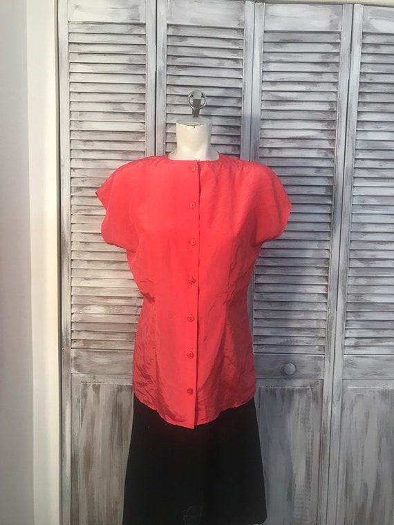 Pretty vintage coral-colored women's blouse button