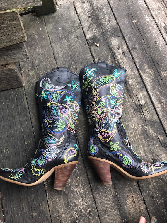Hand painted cheap cowboy boots