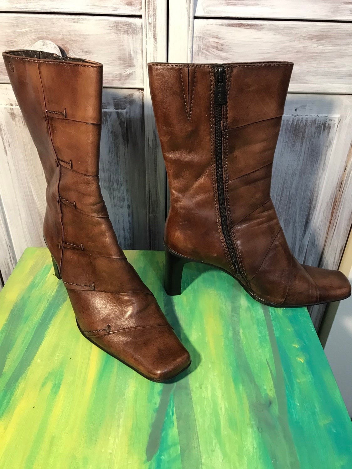 Women's Boots - Vintage Square Toe Boots From the 90s - Boho Boots