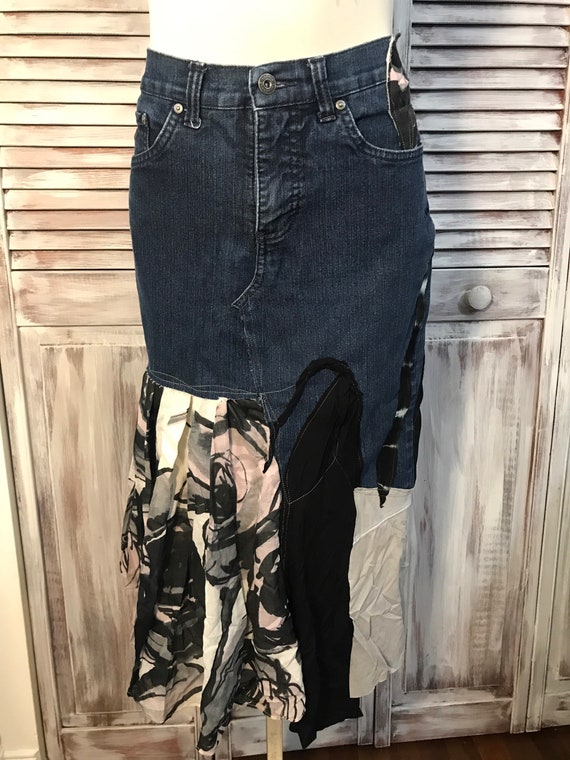 Black jean skirt quilt hotsell