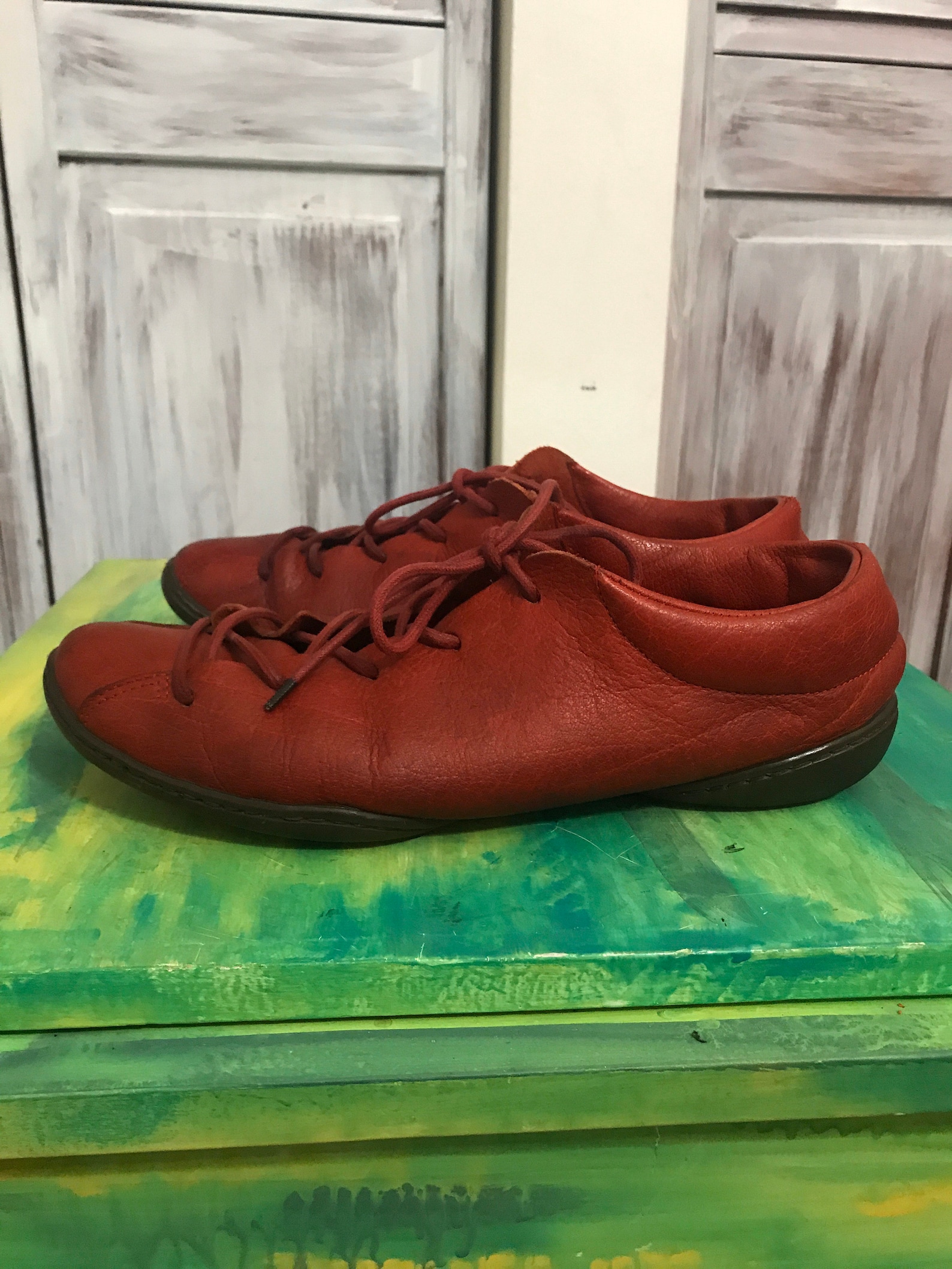 Trippen red leather vintage women's shoes made in Germany Etsy
