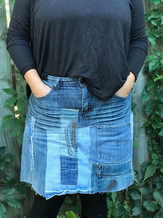Skirt Upcycled Clothing Jeans Pocket 