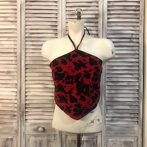 Top no back in black and red suede cowhide top adjustable at the back size Large