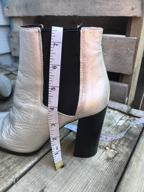 Black ankle boots with silver heel sale