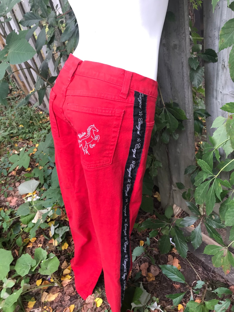 80/'s jeans Jeans registered cowgirl cowgirl trousers red with black band red